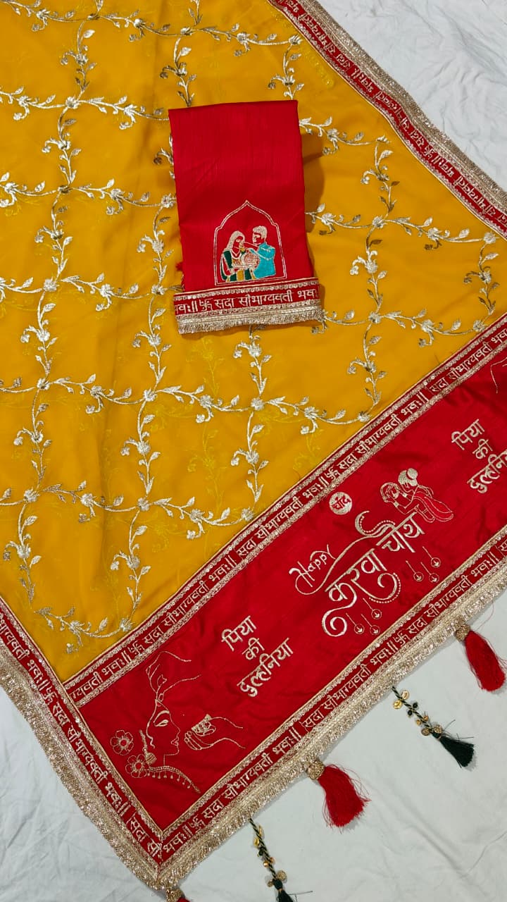 Tew Soft Georgette Zari Sequance Work Karva Chauth Special Saree